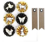6 stickers 3D animaux origami + 20 étiquettes kraft Fanion Multicolore G