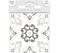6 stickers carreaux de ciment Blanc 15 x 15 cm G