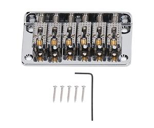 6 String Hardtail Bridge for Electric Guitar | Zinc Alloy Copper Enhances Tone & Sustain | 78mm Saddle Bridge Replacement for Tele/Strat Style Guitars | Easy Install (Argent)