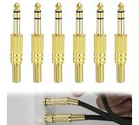 6 Stück 6.35mm Klinkenstecker Vergoldet, Professionelle Audio-Kabel für Gitarren-Pedalboards und Studio-Equipment, Gerade Stecker-auf-Stecker Verbindung mit Rauschschutz