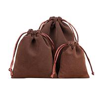 6 Stück Samtbeutel Schmuckbeutel, Kleine Stoff Beutel mit Kordelzug, Samt Säckchen Geschenkbeutel Stoffsäckchen zum Befüllen für Schmuck Hochzeit Weihnachten Geburtstag Party Geschenk,17x23cm Braun