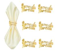 6 Stück Serviettenschnallen Set,Alphabet Serviette Schnallen Halter Serviette Ringe,Tischdekoration für Hochzeit, Party, Ramadan, Bankett(Gold)