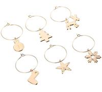 6 Stück Weihnachtsglas Charms Weihnachten Weinglas Marker Santa Rentier Weinglas Tags Glasringe Identifikatoren Weinbevorzugungen für Weihnachtsfeier DekorationDesign pratique