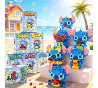 6 styles de mini blocs de construction Disney Lilo & Stitch, figurines de personnage de dessin animé exquises, modèles à assembler, jouets, cadeaux d'anniversaire 5
