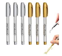 6 Stylos Crayon Marqueur Métallique Or et Argenté, Pointe Fine 1.5mm, Séchage Rapide Marqueurs pour Calligraphie Scrapbooking DIY Décorations sur Papier Bois Verre pour Projets Créatifs et Artistiques