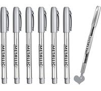 6 Stylos Marqueurs Métalliques Argenté, Pointe Fine 1.5mm, Séchage Rapide, Marqueurs Pour Calligraphie, Scrapbooking, Diy, Décorations Sur Papier, Bois Verre Idéal Pour Projets Créatifs Et Artistique