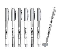 6 Stylos Marqueurs Métalliques Argenté, Pointe Fine 1.5mm, Séchage Rapide, Marqueurs pour Calligraphie, Scrapbooking, DIY, Décorations sur Papier, Bois Verre Idéal pour Projets Créatifs et Artistiques