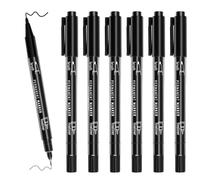 6 Stylos Noir a Pointe Fine, Marqueur Noir Indélébile Marqueurs Permanent Feutres Dessin Feutre Double Pointe Noire Professionnel Artist Pen pour Dessiner et Esquisser d'Illustration Signature