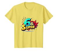 6 & Super: Célébration d'anniversaire de Style Bande dessinée vibrante T-Shirt, Enfant, Citron, 6 Ans