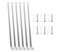 6 Supports De D'étagère En Fil D'acier Inoxydable Blanc Polyvalent De 17 Pouces Pour L'organisation De Placard Avec Ancres D'étagère Réglable