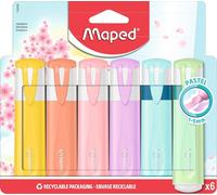 6 Surligneurs Fluo'peps Pastel + Glitter - Pointe Biseautée - Surligneurs Longue Durée - Usage Scolaire Et Professionnel - 4 Surligneurs Pastel + 2 Surligneurs À Paillettes, X6[Z230]