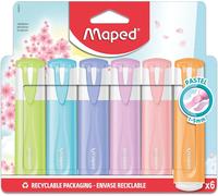 6 Surligneurs Pastel - Pointe Biseautée - Surligneurs Longue Durée Pour Usage Scolaire Et Professionnel - Orange, Violet, Bleu, Rose, Lilas Et Vert Pastel[Z522]