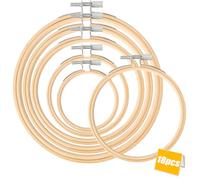 6 Tailles Cerceaux De Broderie (8-10-13-15-18-20cm), 18 Pièces Tambours à Broder en Bambou, Réglable Tambour Broderie, Adapté pour la Broderie, les œuvres D'art et les Outils DIY