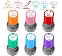 6 Tampons Encreur Autonomes pour Enseignants - Motifs Adorables + Messages Motivants - Outil Pédagogique pour Devoirs et Récompenses