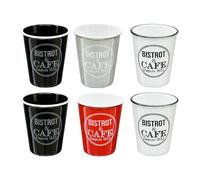 6 TASSE A CAFE BISTROT 7 X 5 CM 11 CL ROUGE NOIR GRIS BLANC CUISINE VAISSELLE