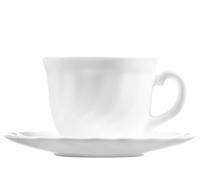 6 Tasses De Thé Avec Soucoupe Modèle TRIANON De Couleur Blanche