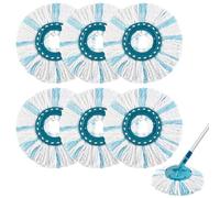 6 têtes de serpillière de rechange les systèmes compatibles avec Leifheit Clean Twist Disc Mop. Serpillière à double fibres permettant une absorption efficace de l'eau et une forte décontamination.