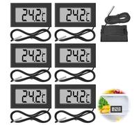 6 Thermomètres Numériques LCD avec Sonde 1m, -50 à 110°C, Précision ±1°C6 | Thermomètre aquarium, réfrigérateur, congélateur, terrarium, incubateur et vitrine réfrigérée, format compact, lecture rapide