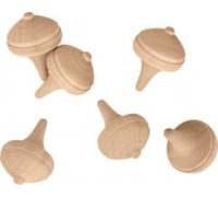 6 Toupies En Bois - 3,2 Cm