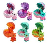 6 Œufs de Dragon Imprimés en 3D, Set de Figures Surprise de Bébés Dragons - Dragons Colorés Collection pour Enfants, Cadeaux de Fête Fantastique, Remplissages de Panier de Pâques