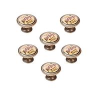 6 Un. bouton poignées de meuble en métal Vintage Retro bronze vieilli BIG VALVE - diamètre 37MM