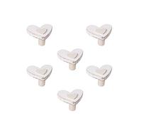 6 Un. bouton poignées de meuble pour bébé cœur bois blanc SHABBY CHIC 54x46MM pour tiroir commode et armoire