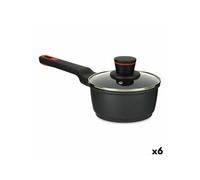 6 Unités de Casserole avec couvercle Ø 16 cm Noir Aluminium