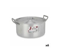 6 Unités de Casserole avec Couvercle Argenté Aluminium 6.5 L 35 x 16 x 28 cm