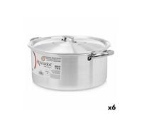 6 Unités de Casserole avec Couvercle Argenté Aluminium 8 L