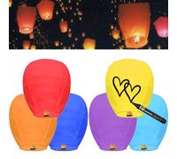 6 Unités Lanterne Volante, Biodegradable Lanterne en Papier Chinoise, Bougies Volantes Sky Lanterns, Lanternes Volantes en Mémoire de Mariage, de Fêtes et de Festivals, Multicolores