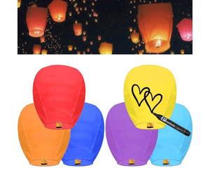 6 Unités Lanterne Volante, Biodegradable Lanterne en Papier Chinoise, Bougies Volantes Sky Lanterns, Lanternes Volantes en Mémoire de Mariage, de Fêtes et de Festivals, Multicolores