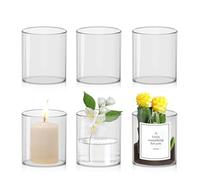 6 Vases Cylindriques, 10 × 8.5 cm Vase en Verre, Vase Transparent | pour Centre de Table Mariage, Vase Fleur, Accessoires de Maison, Bogies et Décoration de Table