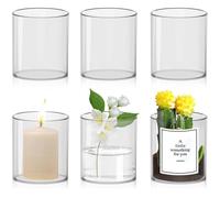 6 Vases Cylindriques 10x8.5Cm Vase En Verre Vase Transparent Pour Centre De Table Mariage Vase Fleur Accessoires De Maison B[AT28]