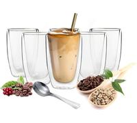 6 à double paroi Cappuccino verres 200ml avec 6 edelstahl-löffel tasse de café