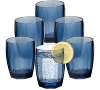 6 verres camping acrylique 320ml bleu clair Verre eau véritable optique
