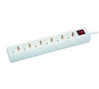 6-way Schuko Socket 1.8M White With ON/OF switch and child protection