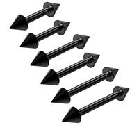 6 x 1.2mm Noir Acier Chirurgical Barbell Barre Piercing Téton Mamelon Droit Stud 10mm