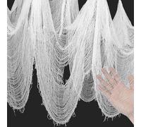 6 x 1.50M Tissu Décoration Halloween Tissu effrayant Blanc,Fromage tissu effrayant Grande décod'Halloween Horreur Intérieur Extérieur Tissu effrayant Gothique Halloween Fête Déco table Portes Rideau