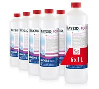 6 x 1 L BAYZID® Spa POOLCLEAR - Clarifiant Anti-Turbidité pour Spa et Petite Piscine - Compatible Filtres Cartouche et Boules Filtrantes - Élimine Algues et Bactéries pour Eau Cristalline