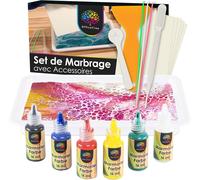 6 X 16ml Set Pour Peinture Effetmarbre Avec Accessoires- Set De Peinture À L'eau- Setmarbling Paint- Set De Peinture À L'eaumarbrée Pour La Décoration De Papier Et Cartes Postales