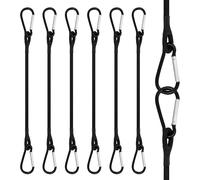 6 X 30 Cm Elastic Bungee Cord With Metal Carabiners,Heavy Duty Elastic Sandow For Camping,Tents,Tarpaulins,Sailing,Bicycle & Luggage-Versatile Elastic Rope With Hooks,Black