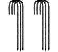 6 X 30cm Long Black Heavy Duty Metal Ground Anchor Pegs Anti Rust For Trampoline Tent Garden Camping Outdoor Chicken Coop Strong Water Pipes