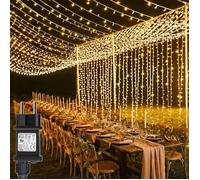 6 x 3m Rideau Lumineux 600 LED Blanc Chaud Guirlande Lumineuse 8 Modes Nol pour Pergola Jardin Extrieur Interieur Dcoration