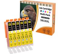 6 x 581XL Cartouches d'imprimante Jaunes compatibles avec Canon CLI-581 Jaune 581 Y pour Pixma TR8550 TR8500 TS6350a TS705a TS6350 TS8350 TS8250 TS6150 TS9550