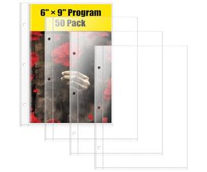 6 x 9 Brochure Sleeves, 50 Pack, Page Protectors for Broadway Play Programs and Theater Programs, Top-Loading Sheet Protectors