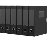 6 X A4 Plastic File Box With Lid,75mm Spine,Storage Box For Office,Dorm And Home-Black