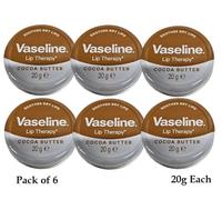 6 X Baume À Lèvres Vaseline Beurre De Cacao Boîte 20g (Paquet De 6)