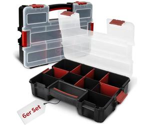 6 x Boîte d'assortiment siwitec avec 10 compartiments et 6 séparateurs adaptables, boîte d'assortiment pour petites pièces, organisateur d'outils, magasin pour petites pièces, 31,5 x 22,5 x 6,4 cm
