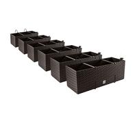 Lot de 6 pots de fleurs aspect rotin avec support, indicateur de niveau d'eau, jardinières de balcon