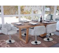 6 x chaise de salle à manger Orlando, pivotante, imitation daim, chrome gris vintage